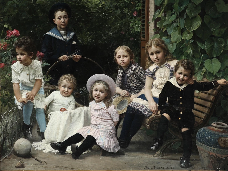 1846-August Andreas Jerndorff - Ritratto di gruppo di bambini - 1885